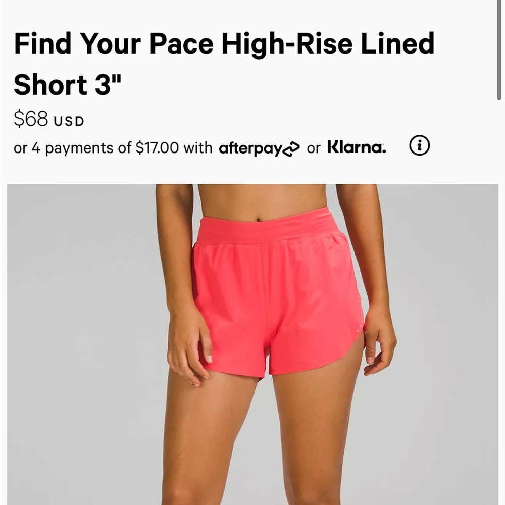 NWT Lululemon Find Your Pace HR Short 3” Pale Raspberry